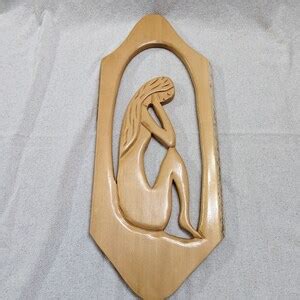 Vintage Mid Century Nude Woman Thinking Carved From Wood Ready To Hang X X Etsy