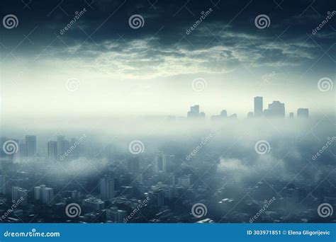 A City Skyline with Smog, Fog and Smoke.Air Pollution of the City ...