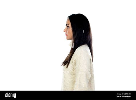 Attractive Brunette Woman Isolated On A White Background Stock Photo Alamy