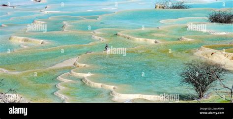 Huanglong travertine pools Stock Photo - Alamy