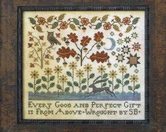 Plum Street Samplers Autumn Fraktur Counted Cross Stitch Pattern Autumn