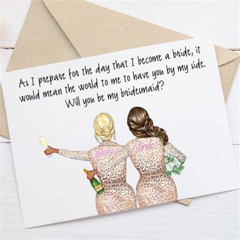 Bridal Party Proposal Card Be My Bridesmaid Brunette Bride Etsy