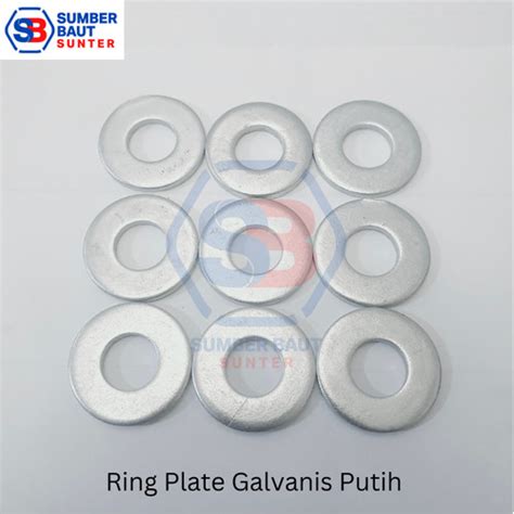 Jual M8 Ring Plat Galvanis Putih WP Washer Plate 8mm Per 100 Pcs