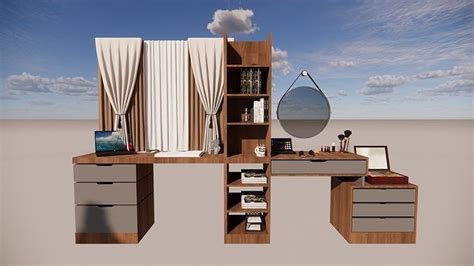 Study Table With Dressing Table 3d Model Cgtrader