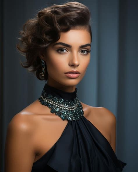 Premium Photo Woman Wearing Black Dress With Necklace