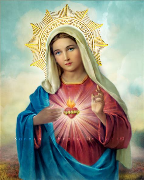 16x20 Immaculate Heart of Mary Virgin Mary Print 8x10 Religious Art