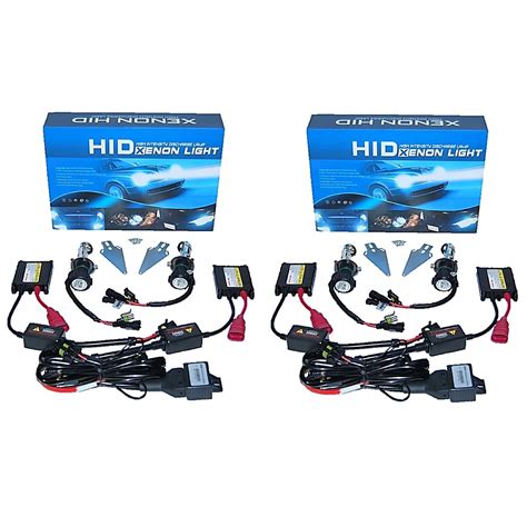 6000K Super White Hi Low H4 HID Light Bulbs Bi Xenon Slim Ballast