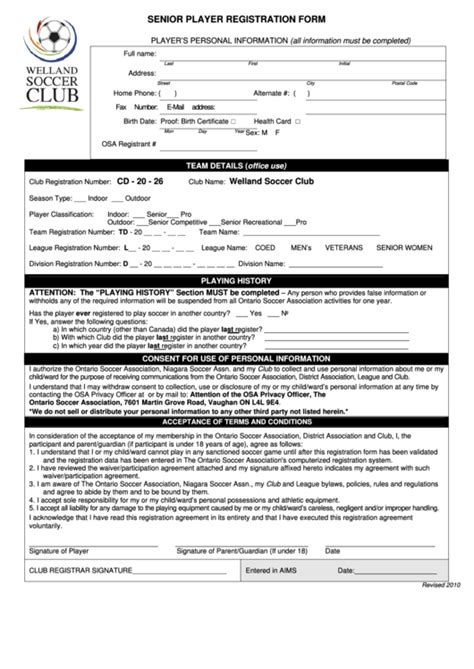 22 Soccer Registration Form Templates Free To Download In Pdf