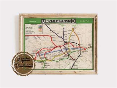 Vintage London Underground Map Digital Download 1908 Victorian England ...