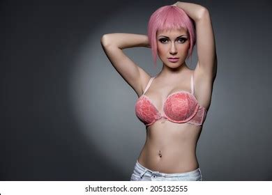 Sexy Girl Pink Lingerie Bright Hair Stock Photo Shutterstock