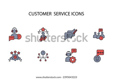 Customer Service Icon Setvectoreditable Strokelinear Style Stock Vector