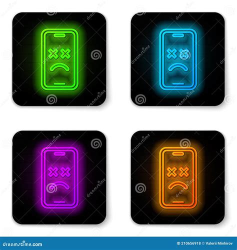 Glowing Neon Line Dead Mobile Icon Isolated On White Background