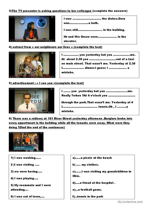 Past Continuous Video Or Movi English Esl Worksheets Pdf Doc