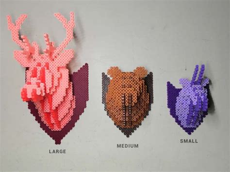 Bear Head 3d Perler Bead Puzzle Wall Decor Par Pixelixir Hamma Beads 3d Pearler Beads Pearler