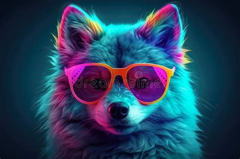 Cute Wolf Wearing Sunglasses Animal On Summer Vacation Animal