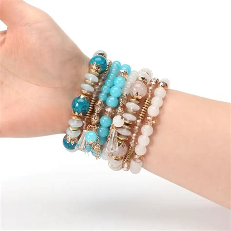 Bohemian Stackable Beaded Bracelets Boho Multilayered Temu