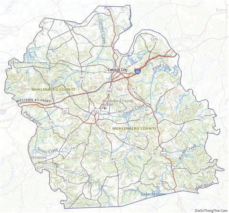 Map of Muhlenberg County, Kentucky