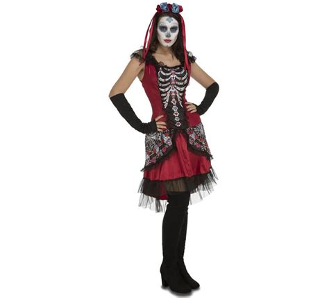 D Guisement De Squelette Dia De Los Muertos Rouge Pour Femme