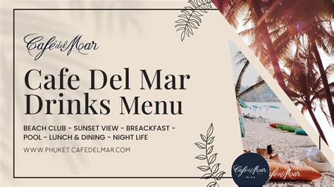 Drinks Menu Café Del Mar Beach Club Phuket