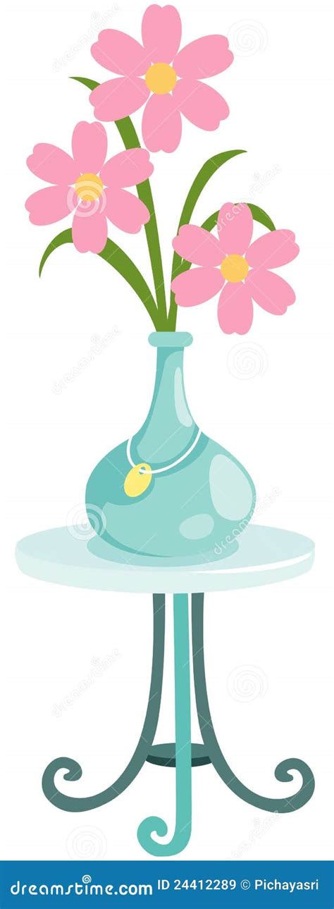 Blume Im Vase Auf Glastabelle Vektor Abbildung Illustration Von Liebe