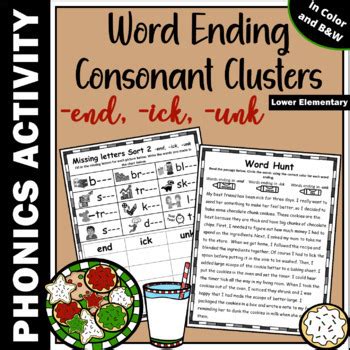 Consonant Clusters Word Ending End Ick Unk Phonics Activities