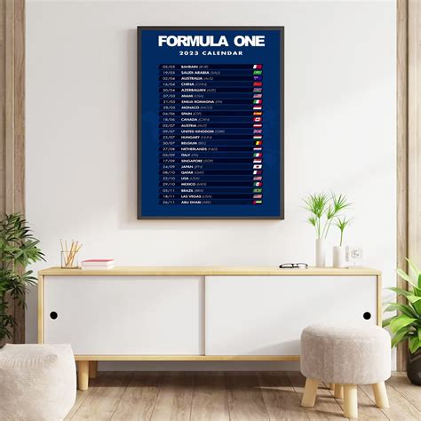 F1 2023 Calendar Poster, Formula 1 2023 Season Calendar Poster