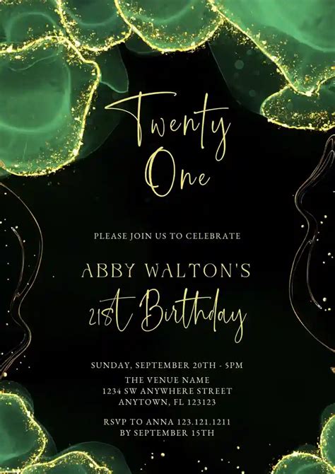 Gold Glitter Balloon Free Adults Birthday Invitation Templates