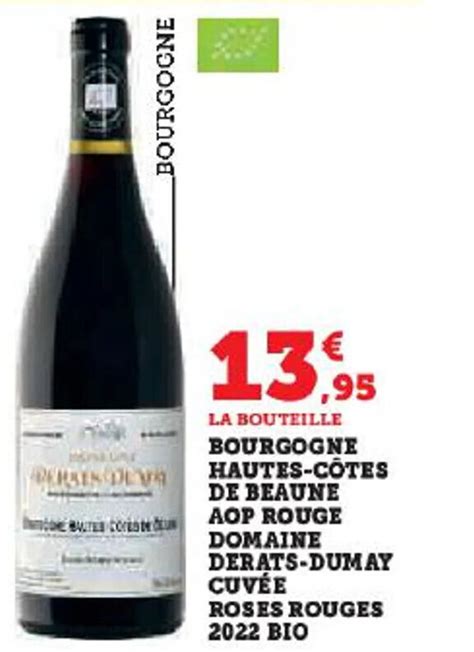 Promo Bourgogne Hautes C Tes De Beaune Aop Rouge Domaine Derats Dumay