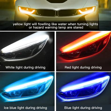 Scan Mode Car Drl Flexible Led Strip Daytime Running Lights Amber Turn