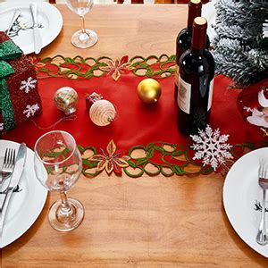 Amazon AMARED Christmas Embroidered Table Runner Cutwork Green