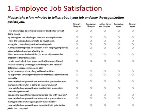 Employee Satisfaction Survey Template Business