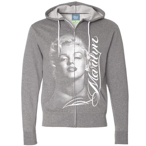 Marilyn Monroe Portrait Signature Zip Up Hoodie