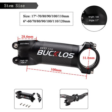 Bucklos Mm Carbon Fiber Aluminum Handlebar Stem Mountain Bike