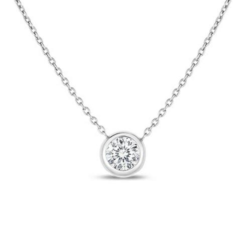 Roberto Coin 18K White Gold Diamond Bezel Solitaire Necklace Bezel