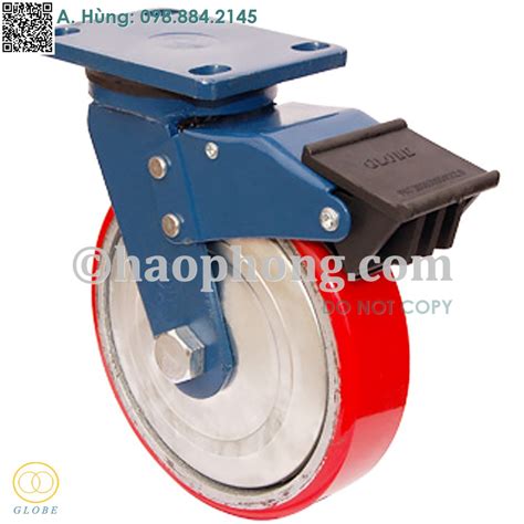 Globe 100 Extra heavy duty Cast iron core PU caster Bánh xe đẩy