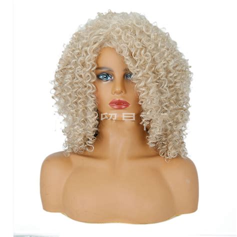 Women Blonde Curly Wig Short Kinky Curly Blond Wig Synthetic Hair Heat Safe Wigs Ebay