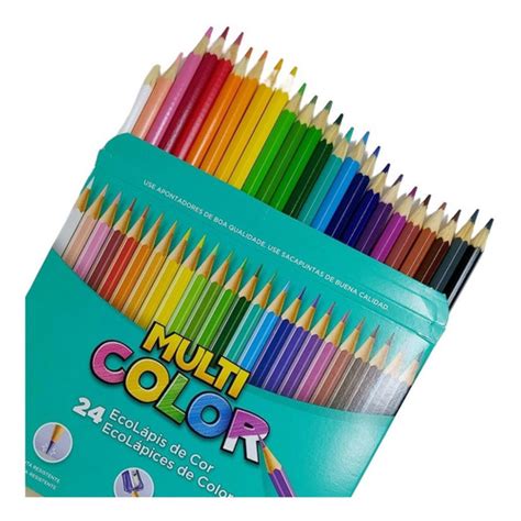 Lápis de Cor 24 Cores Ecolápis Multicolor 11 2400N Faber Castell Canoas RS