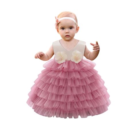 Fesfesfes Kids Girls Ruffled Princess Dress Infant Toddler Girls