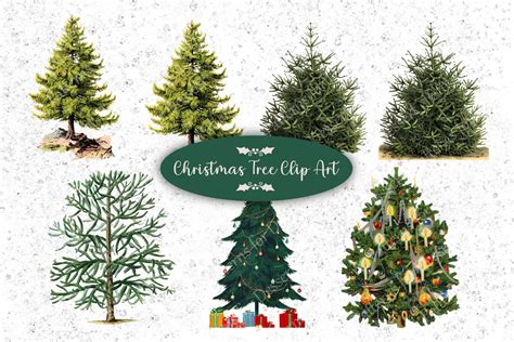 Vintage Christmas Tree Clip Art By Patterns for Dessert | TheHungryJPEG