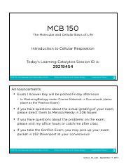 Lecture 10 Web MCB 150 The Molecular And Cellular Basis Of Life