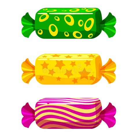 A Set Of Sweet Candies In A Package Of Different Colors Vector