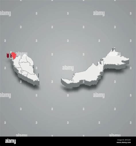 Kedah State Location Within Malaysia 3d Isometric Map Stock Vector