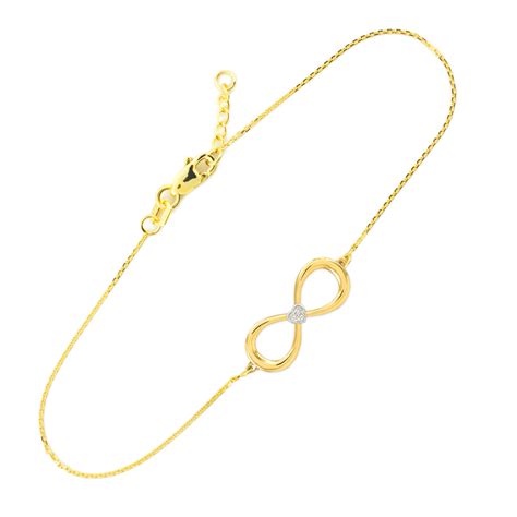 14k Two Tone Gold Diamond Infinity Bracelet