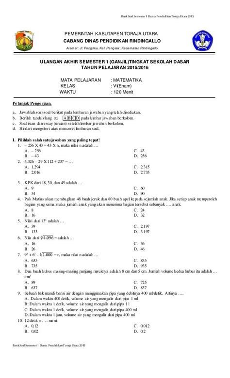 14 Soal Matematika Kelas 6 Semester 2 Dan Kunci Jawabannya Bangun