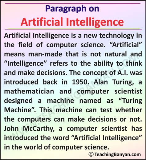 Paragraph On Artificial Intelligence TeachingBanyan