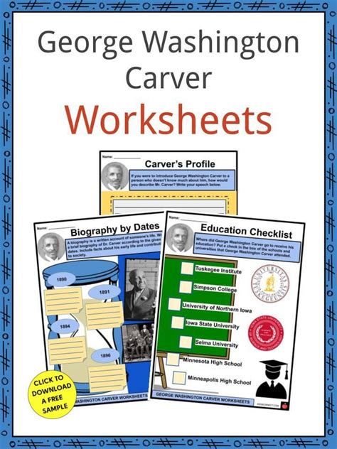 George Washington Carver Facts Worksheets George Washington Carver