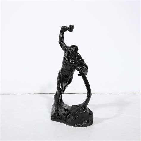 Modernist Th Century Soviet Russian Nude Male Sculpture In Blackened Bronze For Sale At Stdibs