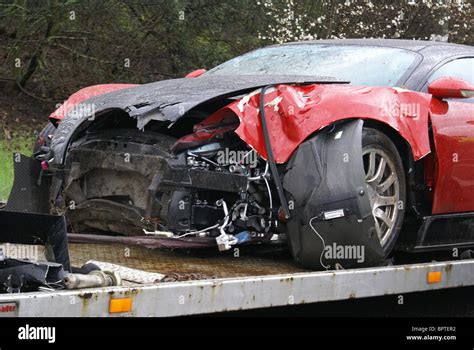 Nearside View Of Crashed Bugatti Veyron Stock Photo Royalty Free Image