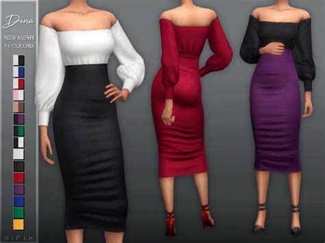 New Mesh Sifix S Dina Dress For Sims Female Everyday