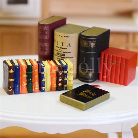 1 12 Scale Mini Books Dollhouse Miniature Bookshelf Decoration Pretend